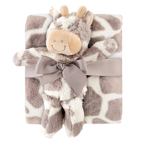Giraffe Blanket/Toy Set Grey