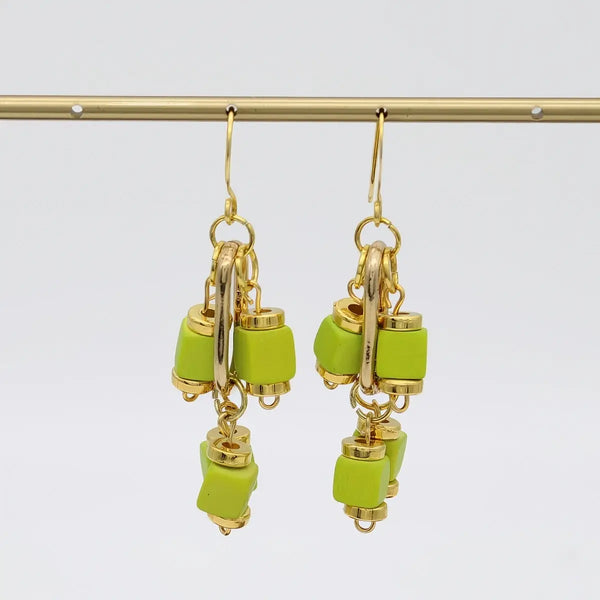 Lime Golden Threads Earring