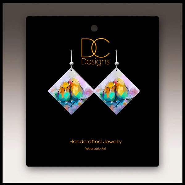 Lovebirds Square Earrings