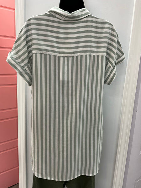 Kate Tencel Stripe Sage Top