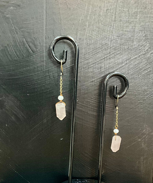 Rose Quartz Chain Earrings