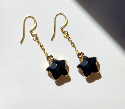 Black Onyx Star Earrings