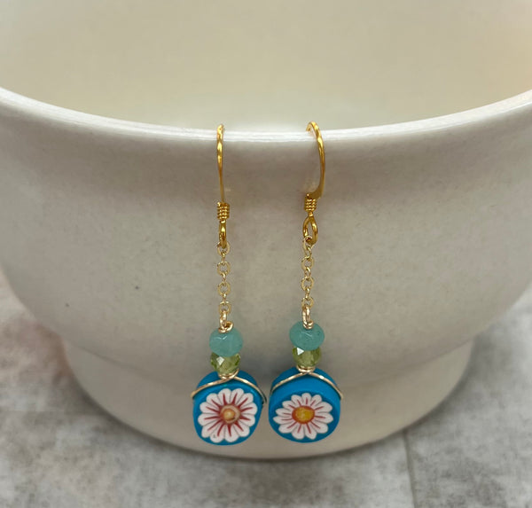 Aqua Flower Earrings