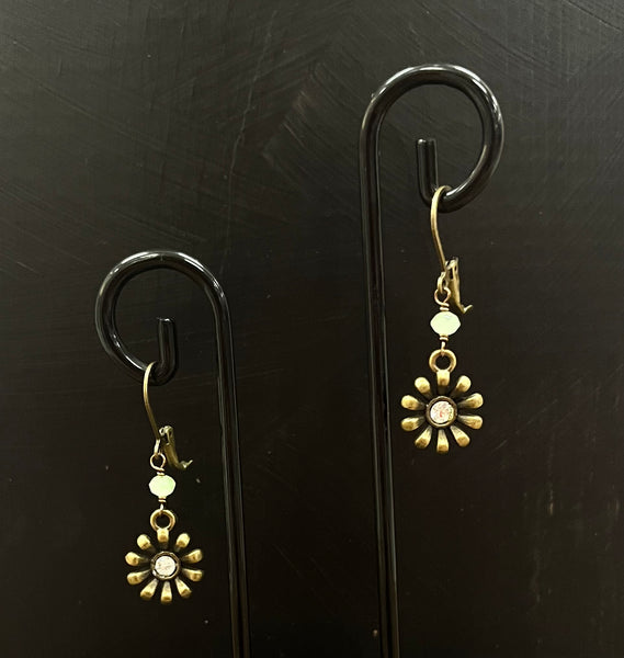 Crystal Flower Earrings Green