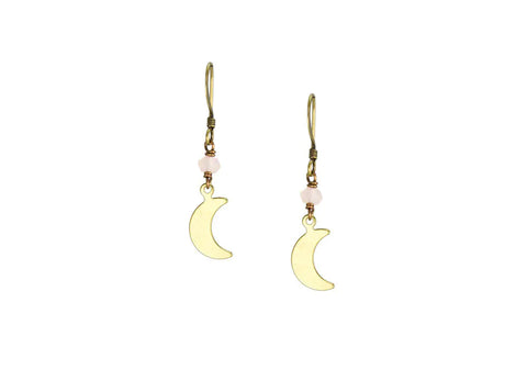 Rose Chalcedony Moon Earrings