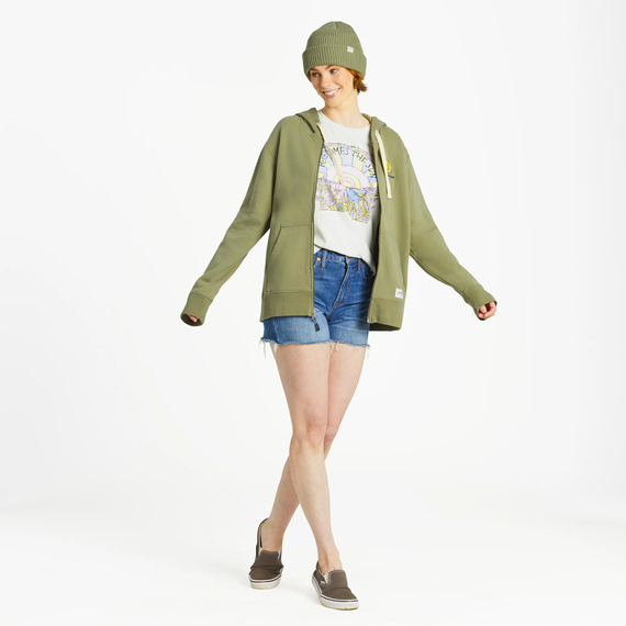 Green Zigzag Sunflower Women's Hoodie