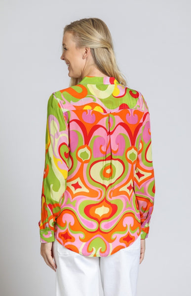 Green Multi Mixed Media Top