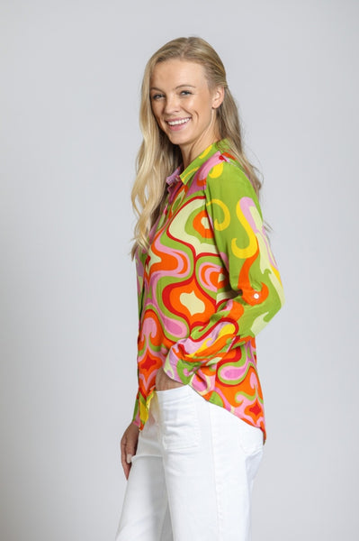Green Multi Mixed Media Top