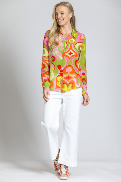 Green Multi Mixed Media Top