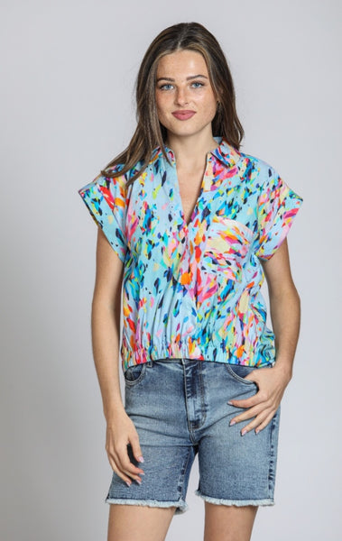 Blue Multi Wrap Top