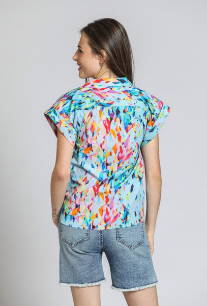 Blue Multi Wrap Top