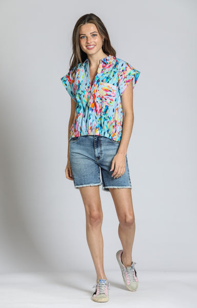 Blue Multi Wrap Top