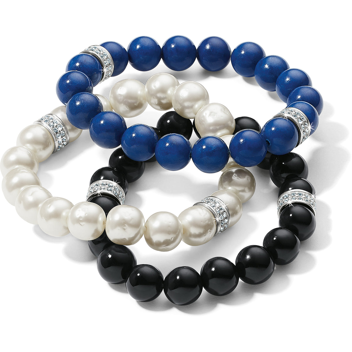 Meridian Solis Bead Stretch Bracelet, Cream