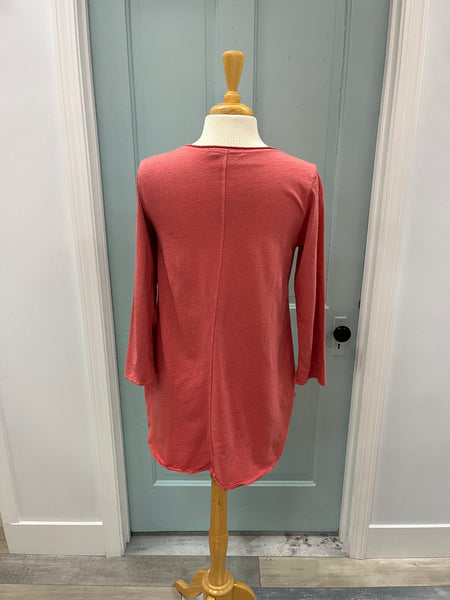 Salmon 3/4 Sleeve V-Neck Top