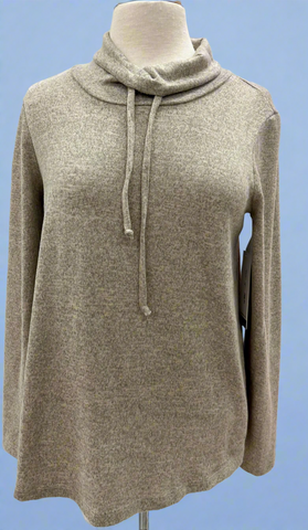 Heather Oatmeal Cowl Neck Top
