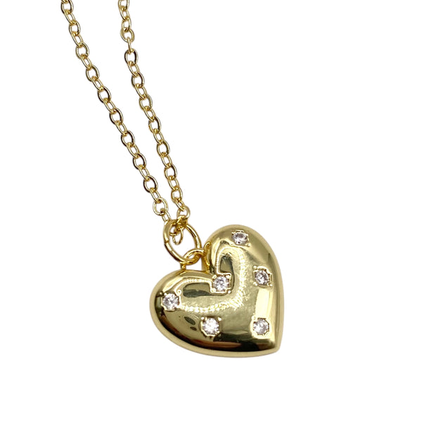 Gold Crystal Heart Necklace