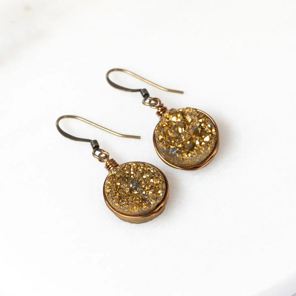 Gold Drusy Earrings