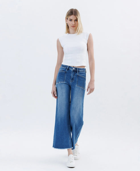 High Rise Crop Wide Leg Jean