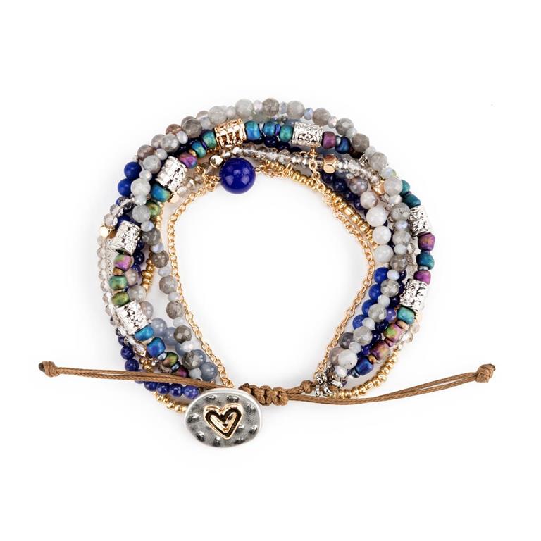 Beaded Love Bracelet Indigo
