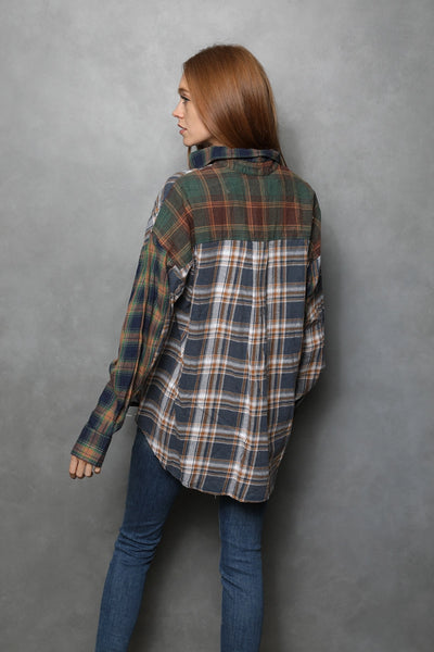Green Mixed Plaid Shirt