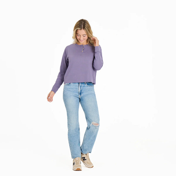 Boxy Henley Dusk Purple
