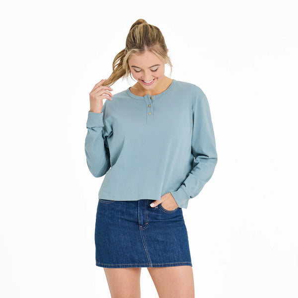 Boxy Henley Smokey Blue