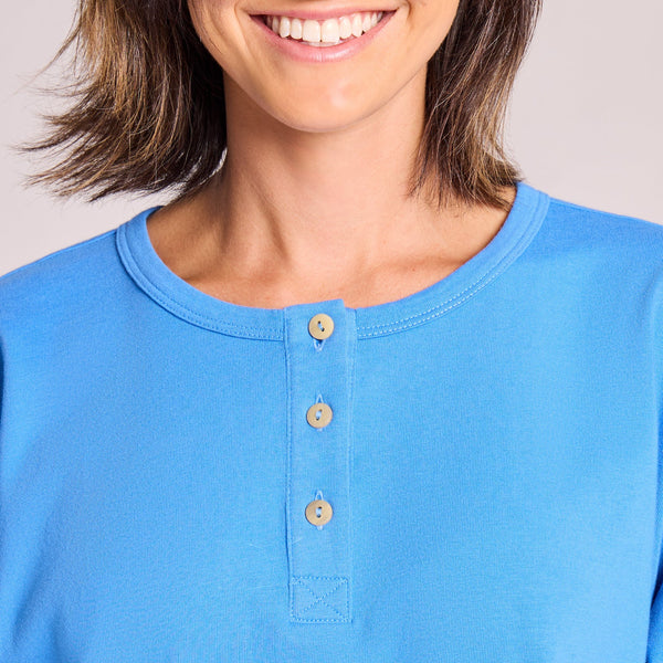 Boxy Henley Athletic Blue