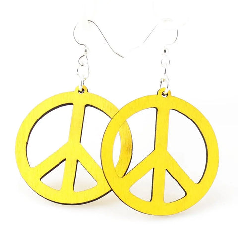 Small Peace Sign Yellow Earring