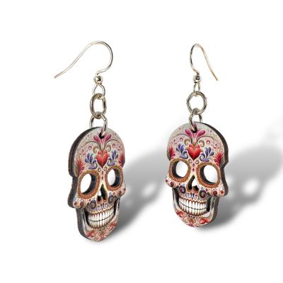 Sugar Skull Heart Earrings