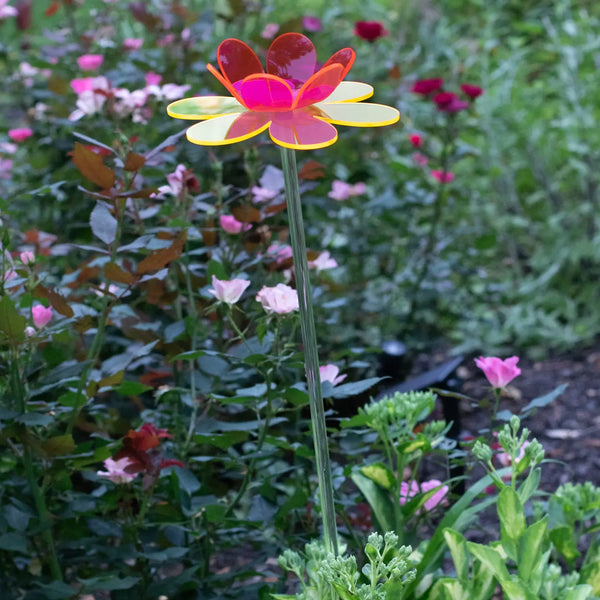 Yellow/Pink Daisy Garden Stake