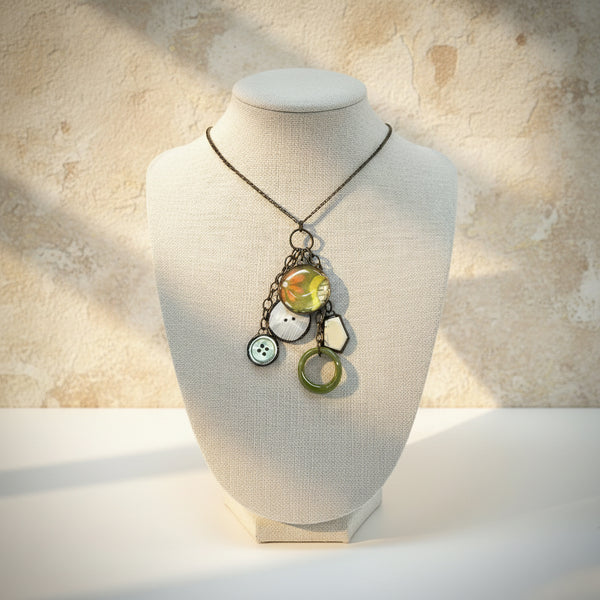 Retro Necklace Green/Ivory