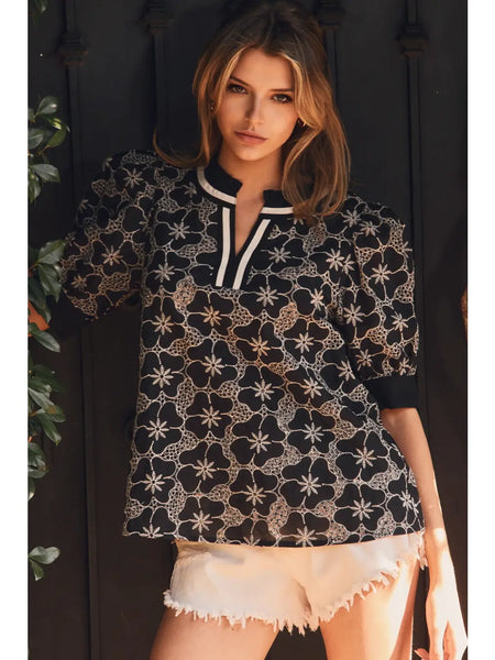 Black Embroidered Top