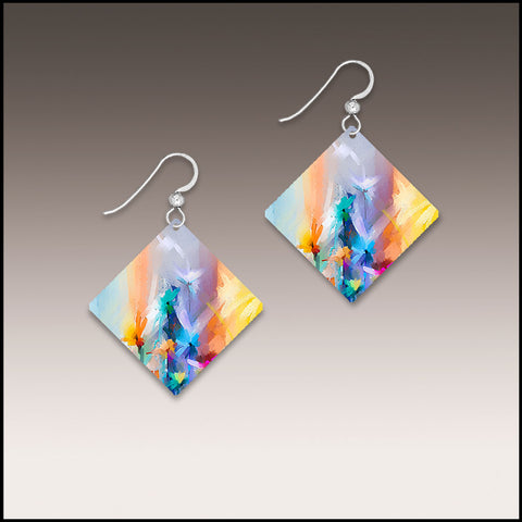 Purple Field Square Earrings