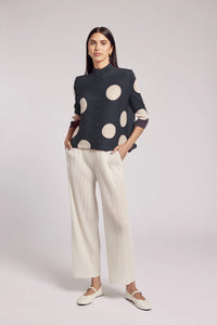 Mari Dot Mandarin Collar Top