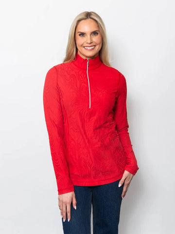 Swirl Jacquard Zip Top