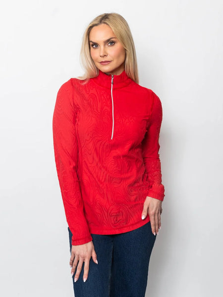 Swirl Jacquard Zip Top