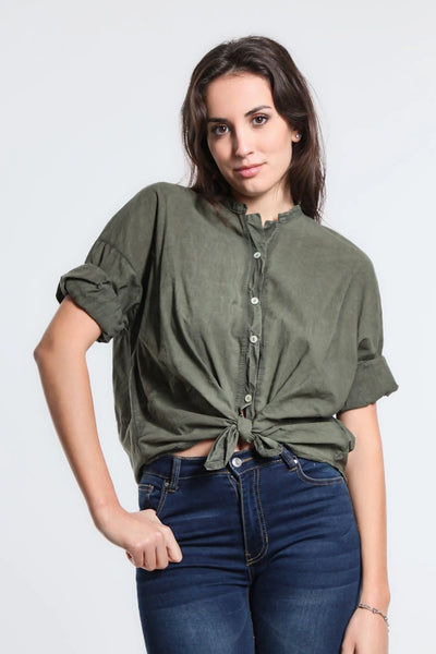Lucia Tie Front Top Army