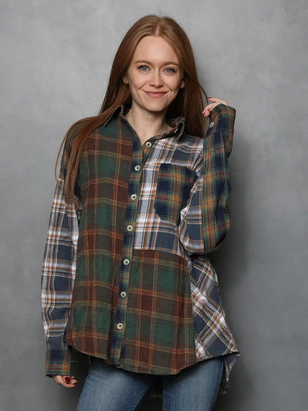 Green Mixed Plaid Shirt
