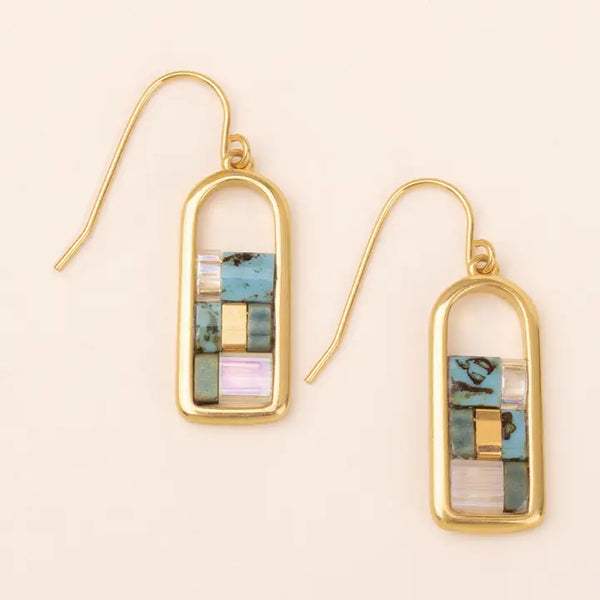 Miyuki Turquoise Gold Earrings