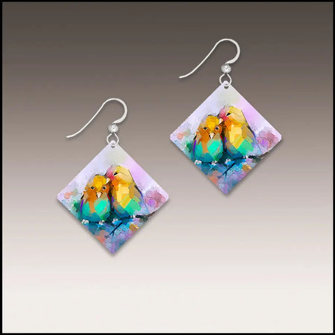 Lovebirds Square Earrings