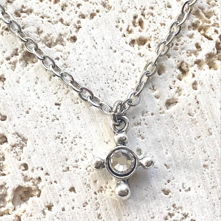 Tiny Silver Cross Necklace