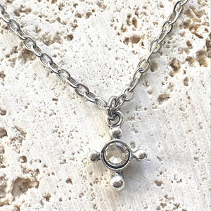 Tiny Silver Cross Necklace
