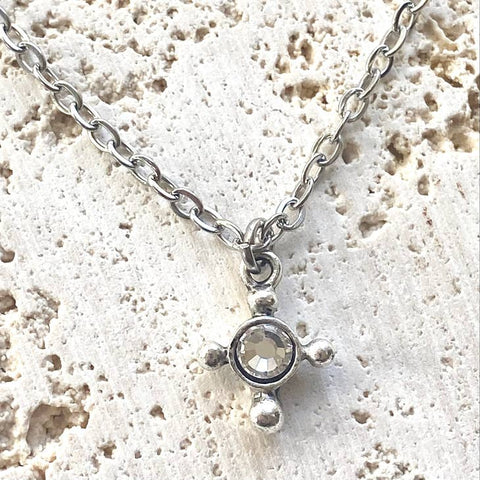 Tiny Silver Cross Necklace