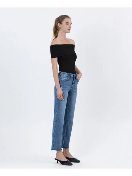 High Rise Straight Ankle Jeans
