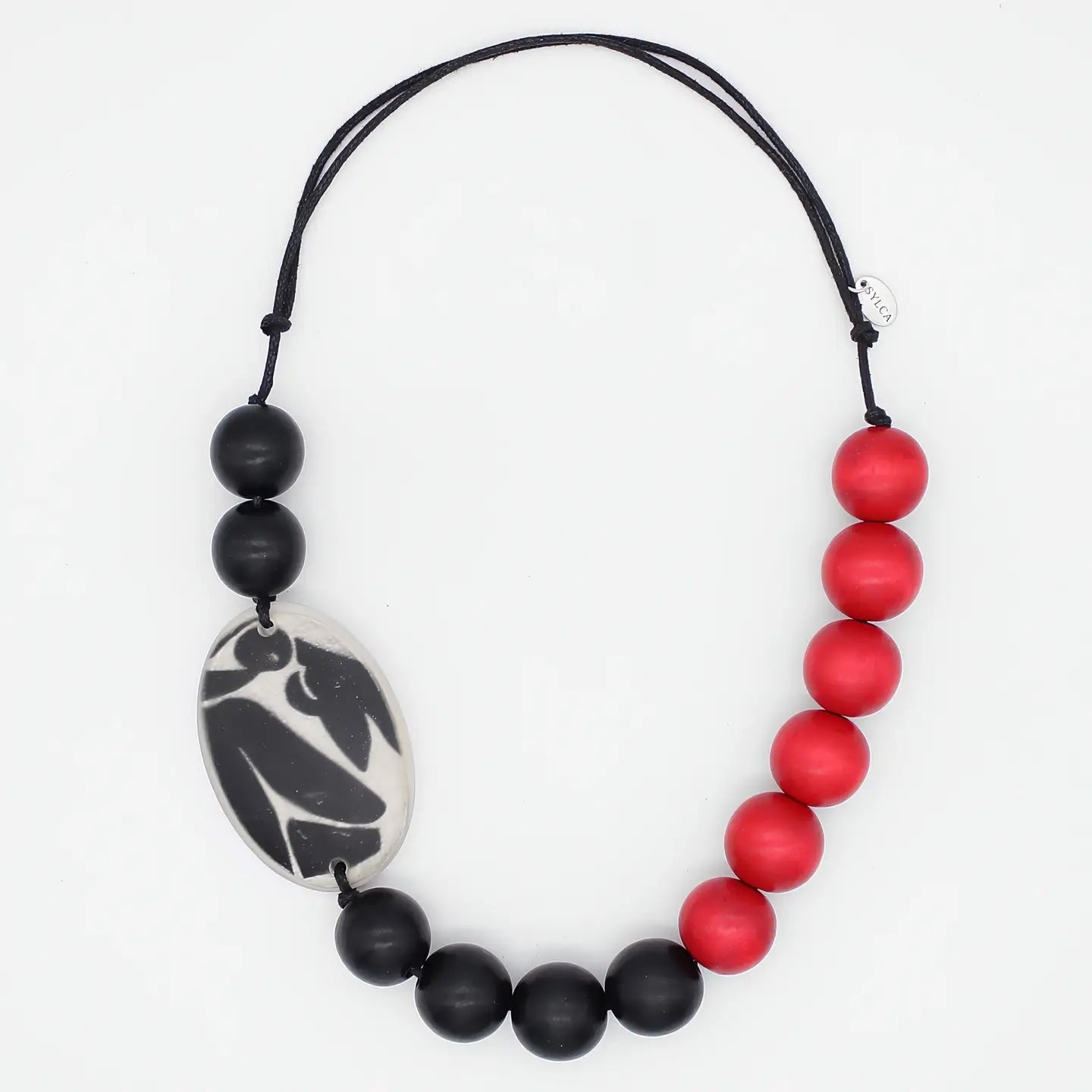Black/Red Medallion Necklace