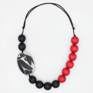 Black/Red Medallion Necklace
