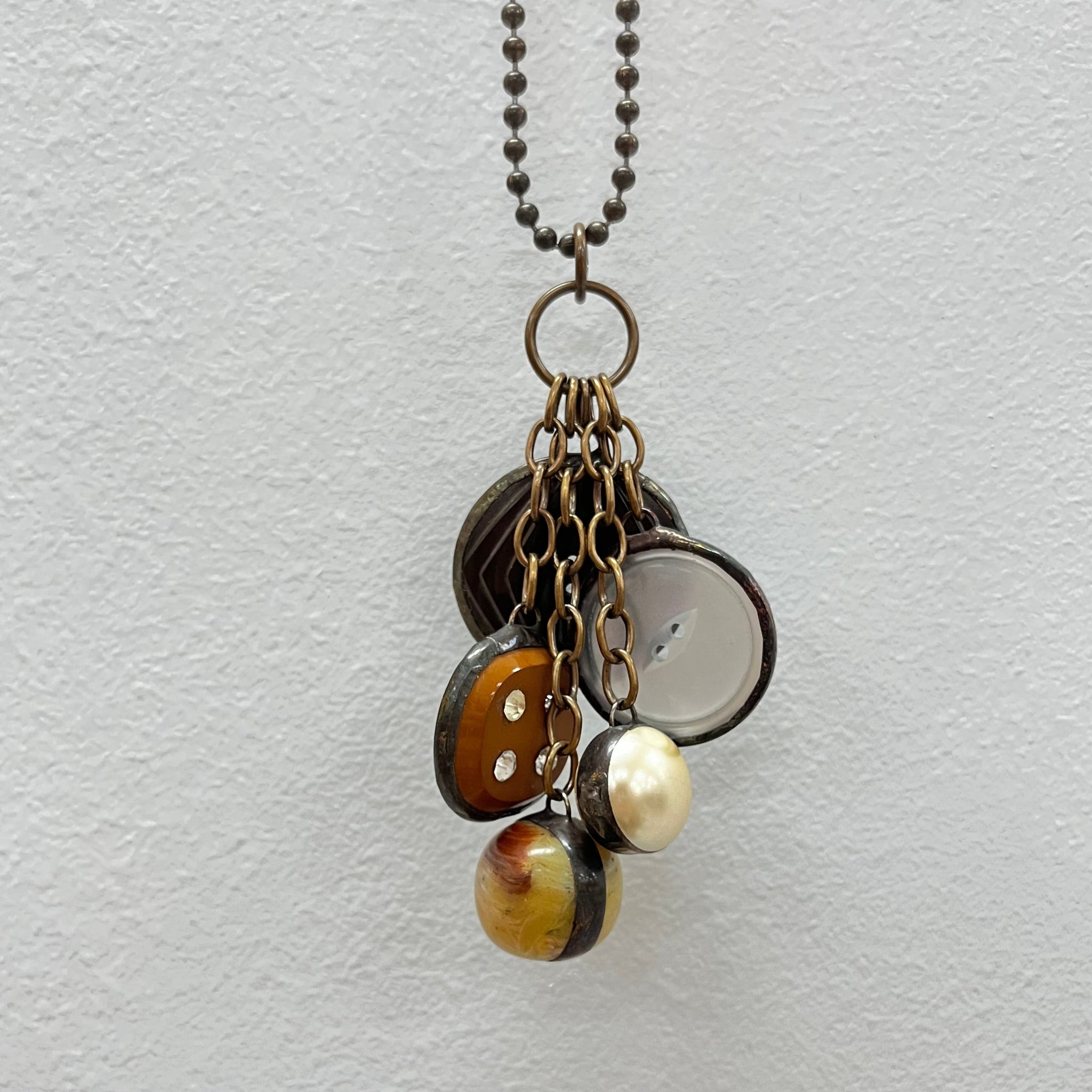 Vintage Neutral Button Necklace