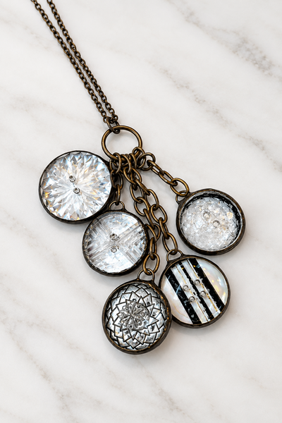Vintage 5 Buttons Necklace