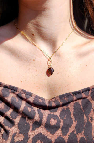 Smoky Quartz Gold Necklace