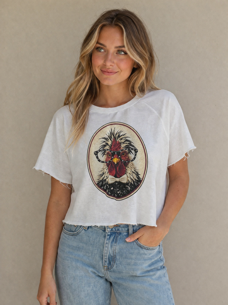 Chicken Rhinestone Edgy Top
